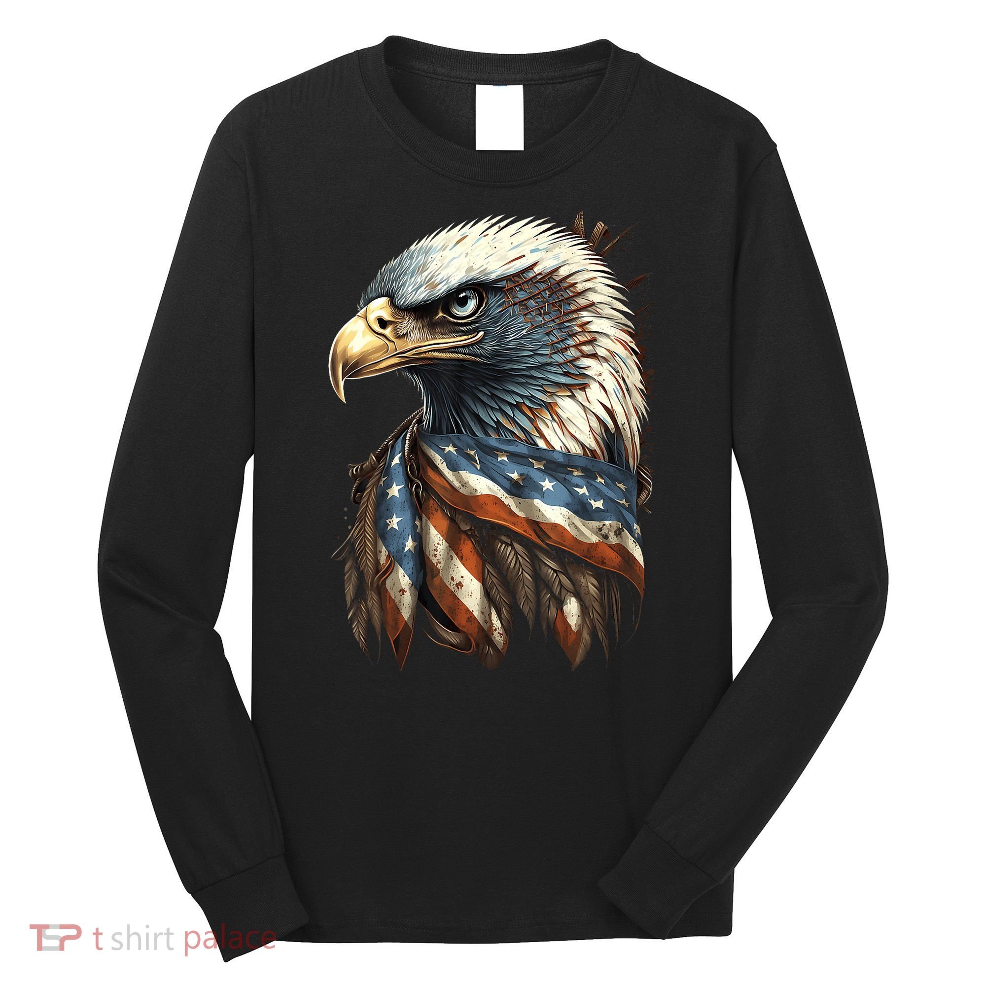 Patriotic Bald Eagle 4th Of July Usa American Flag Long Sleeve Shirt