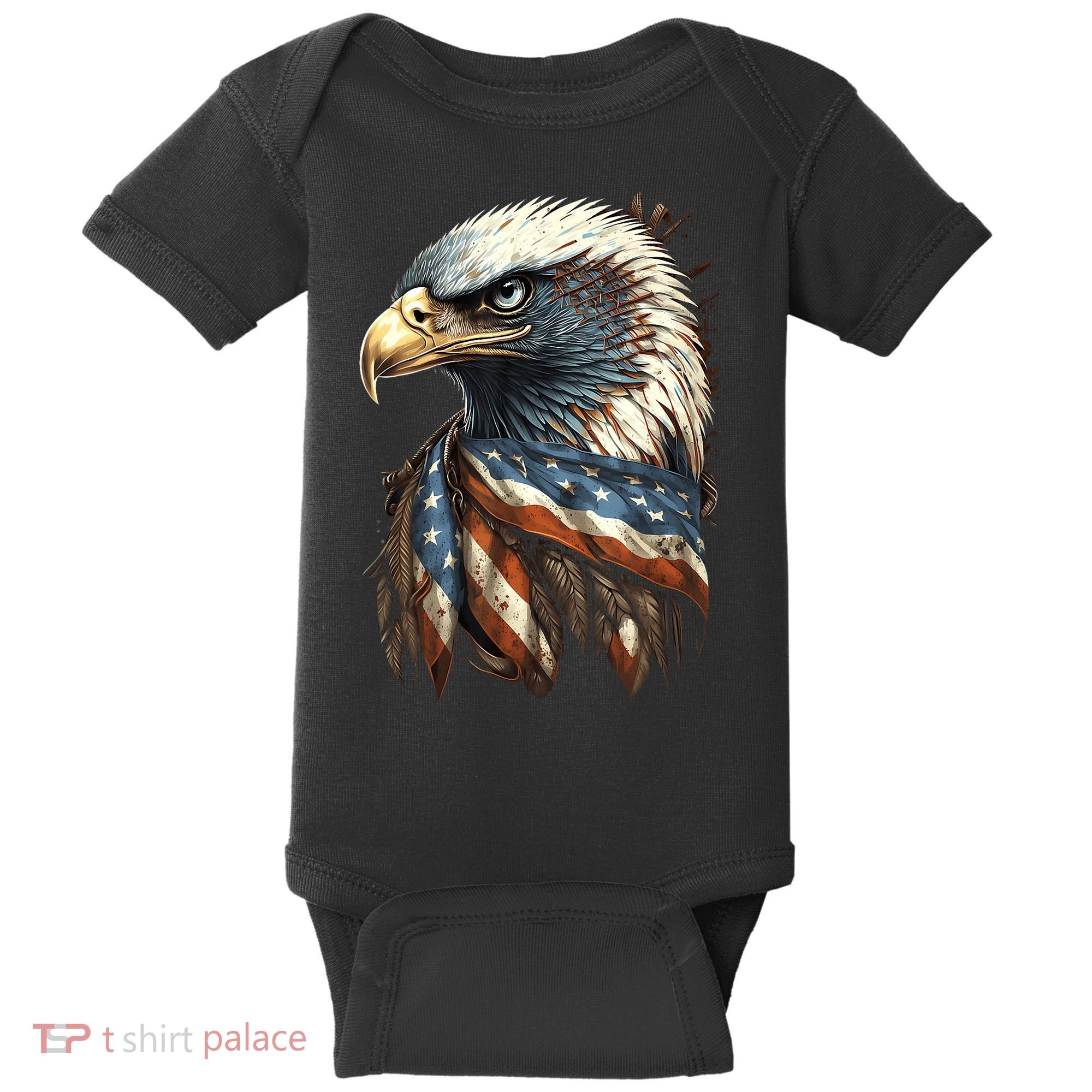 Patriotic Bald Eagle 4th Of July Usa American Flag Baby Bodysuit