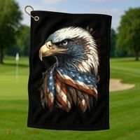 Patriotic Bald Eagle 4th Of July Usa American Flag Golf Towel thumb 1