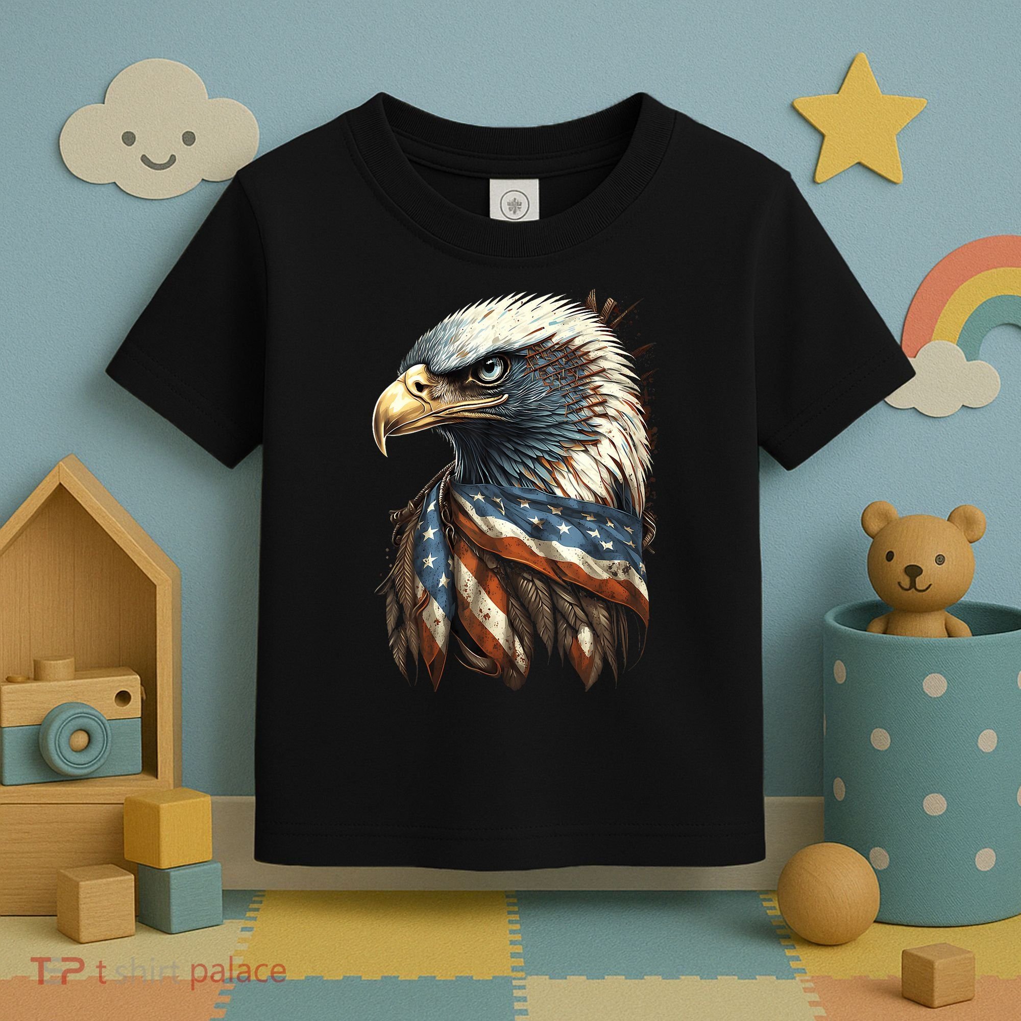 Patriotic Bald Eagle 4th Of July Usa American Flag Toddler T-Shirt
