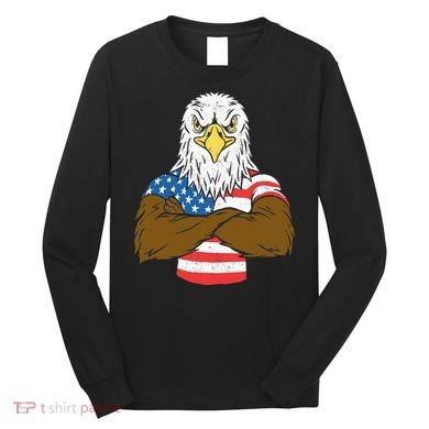 Patriotic Bald Eagle Usa American Flag Long Sleeve Shirt