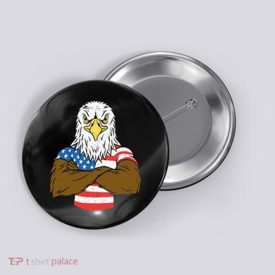 Patriotic Bald Eagle Usa American Flag Button
