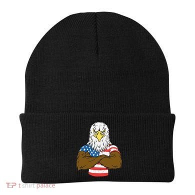 Patriotic Bald Eagle Usa American Flag Beanie