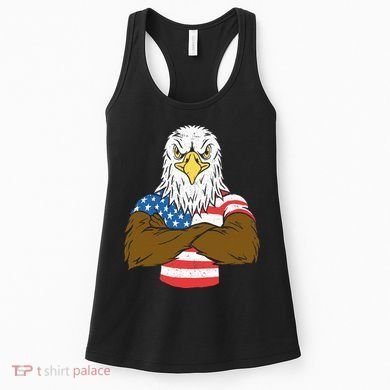Patriotic Bald Eagle Usa American Flag Women's Tank Top