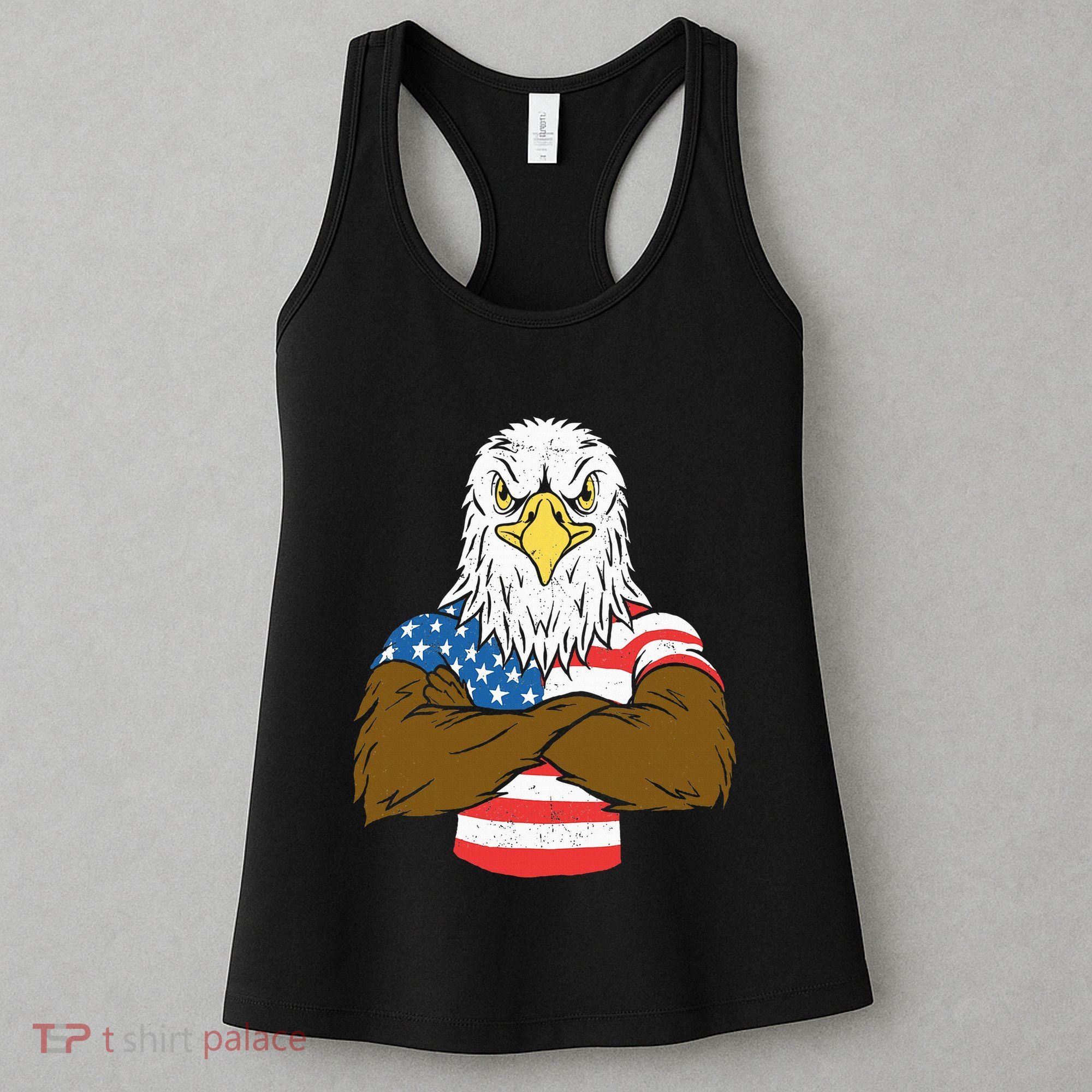 Patriotic Bald Eagle Usa American Flag Women's Tank Top