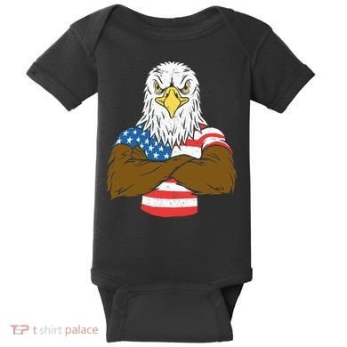 Patriotic Bald Eagle Usa American Flag Baby Bodysuit