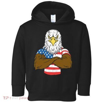 Patriotic Bald Eagle Usa American Flag Toddler Hoodie