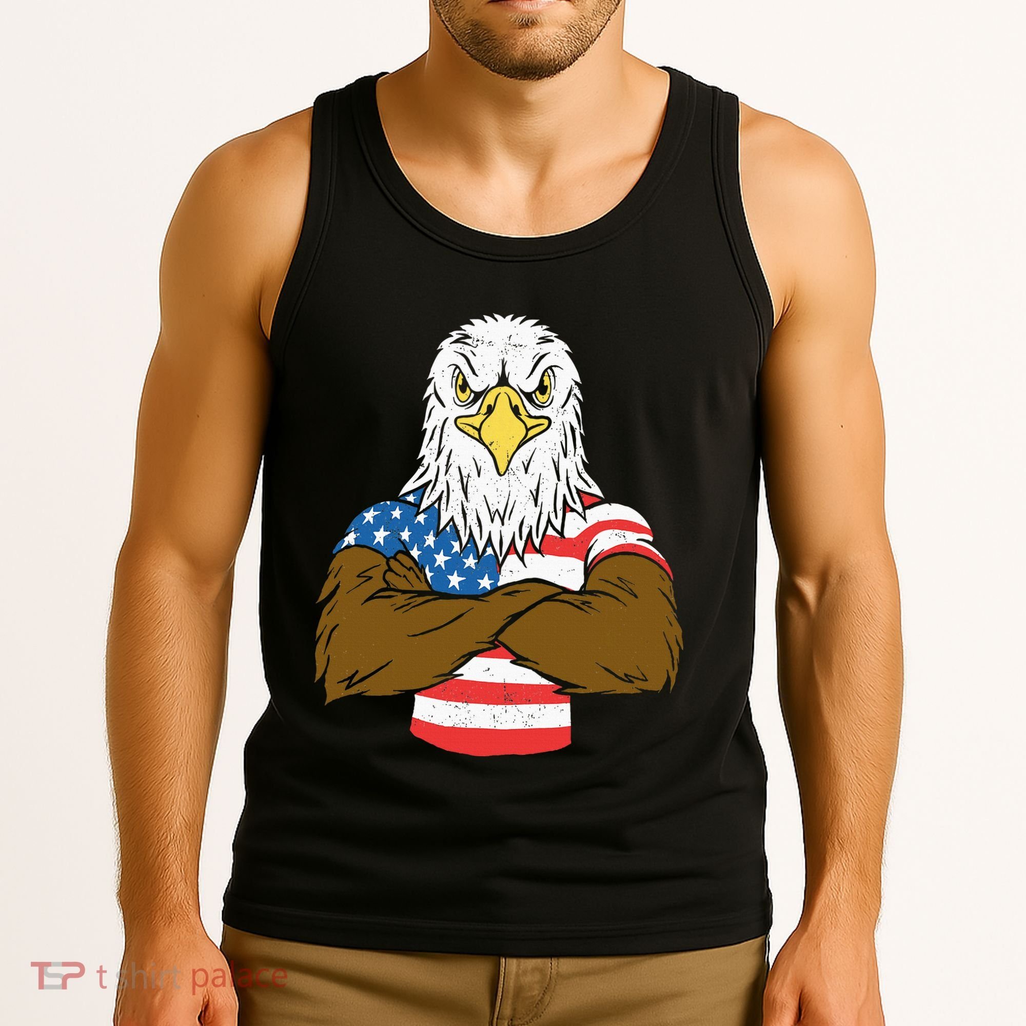 Patriotic Bald Eagle Usa American Flag Tank Top