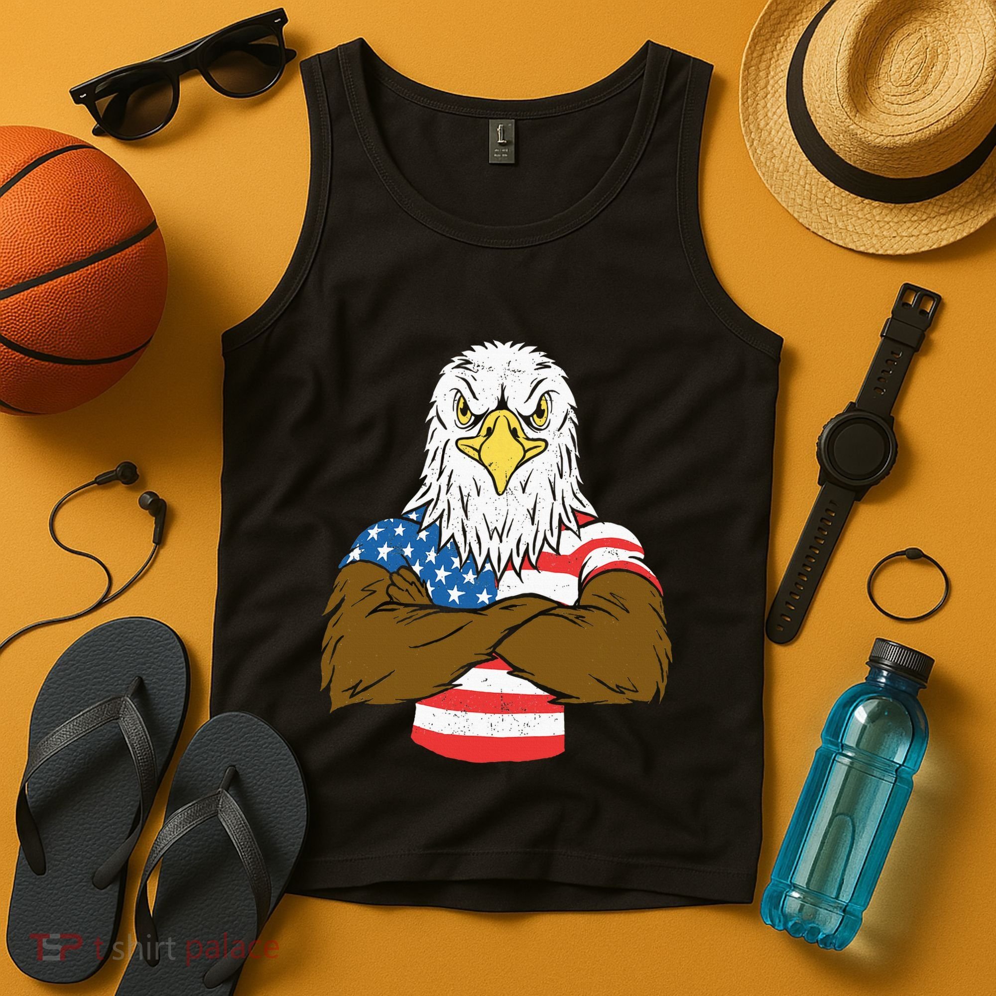 Patriotic Bald Eagle Usa American Flag Tank Top