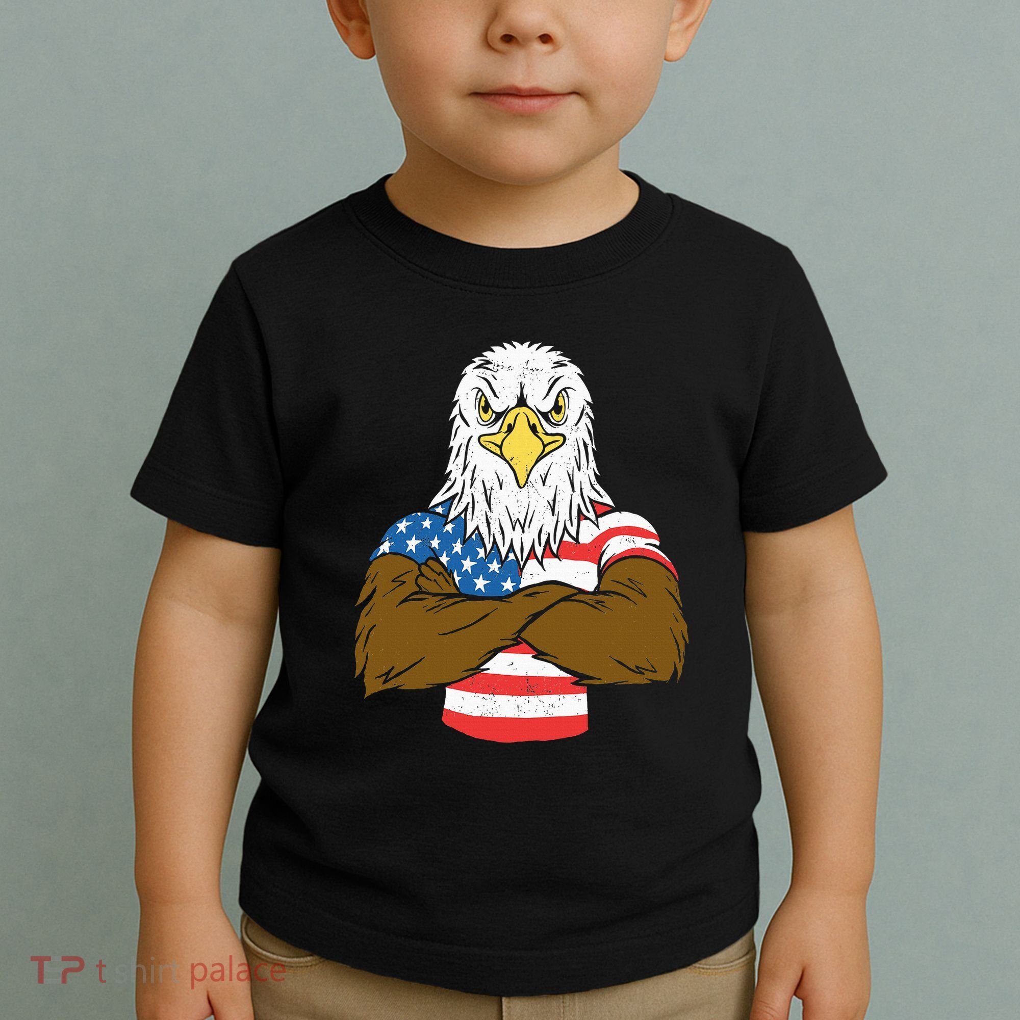 Patriotic Bald Eagle Usa American Flag Toddler T-Shirt