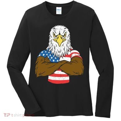 Patriotic Bald Eagle Usa American Flag Women's Long Sleeve Shirt
