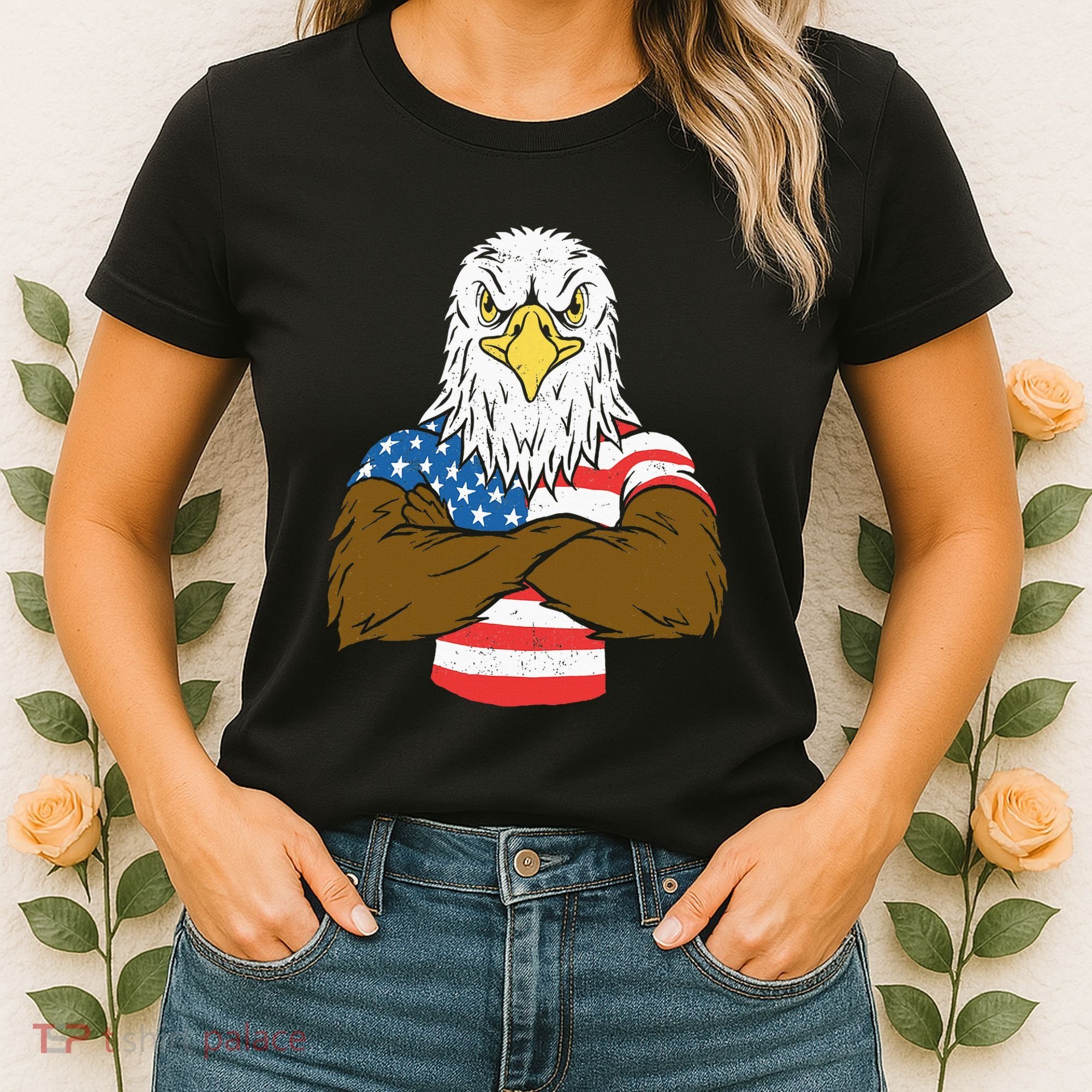 Patriotic Bald Eagle Usa American Flag Women's T-Shirt