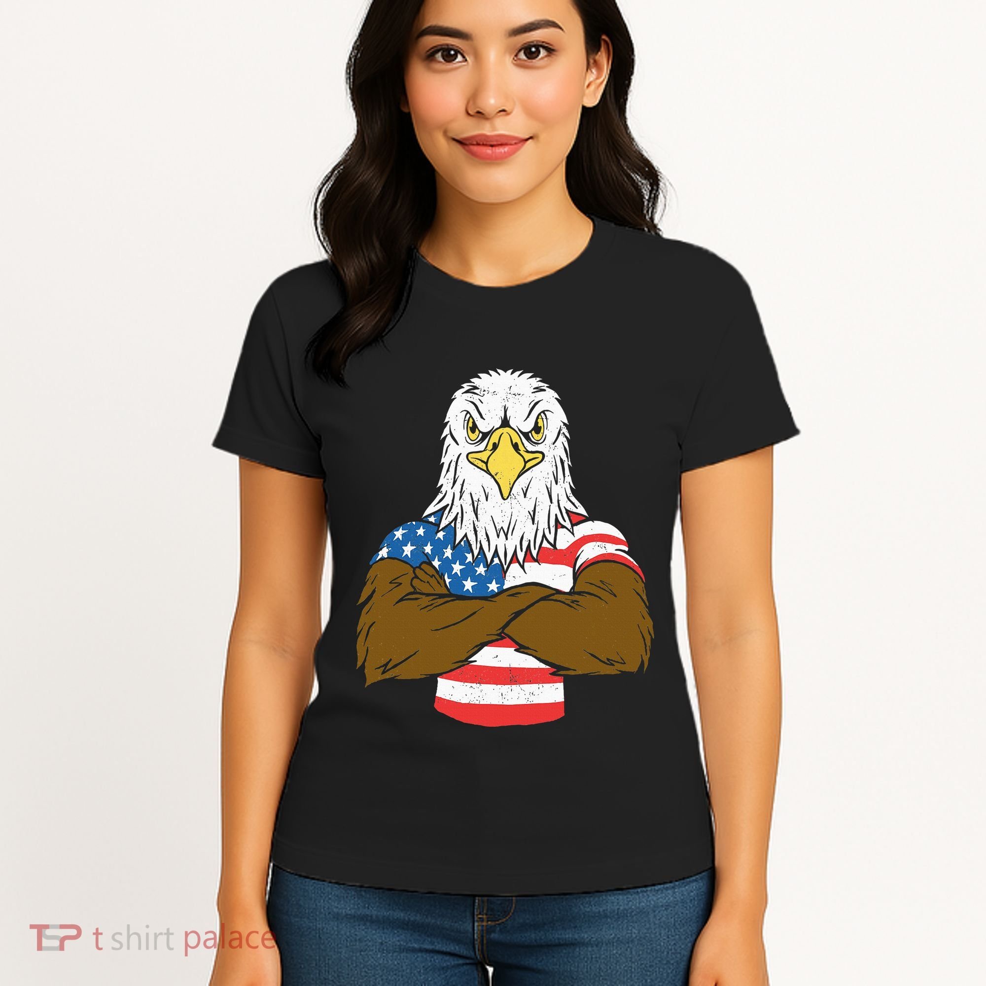 Patriotic Bald Eagle Usa American Flag Women's T-Shirt