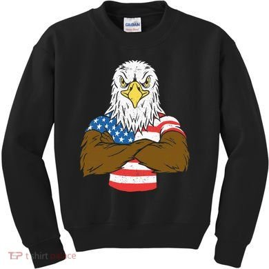 Patriotic Bald Eagle Usa American Flag Kids Sweatshirt