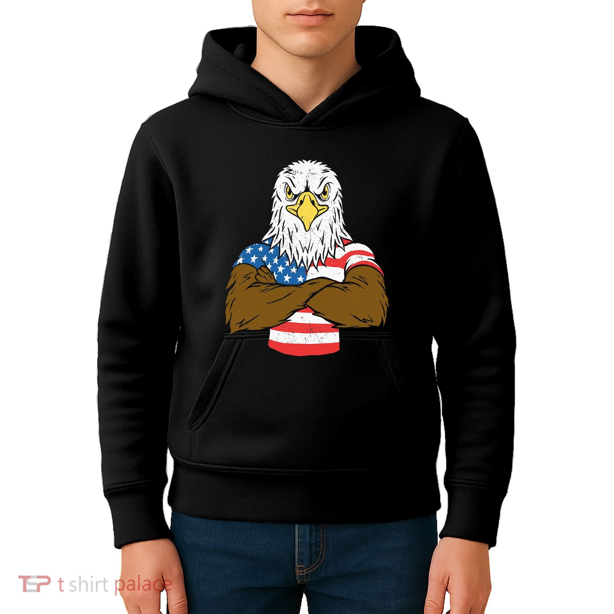 Patriotic Bald Eagle Usa American Flag Kids Hoodie