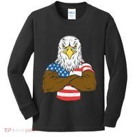 Patriotic Bald Eagle Usa American Flag Kids Long Sleeve Shirt thumb 0