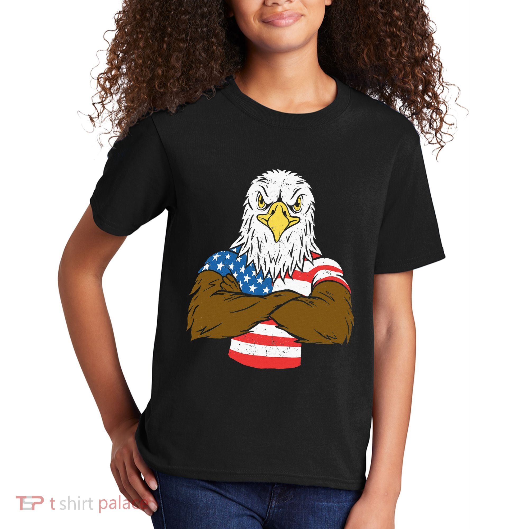 Patriotic Bald Eagle Usa American Flag Kids T-Shirt