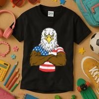 Patriotic Bald Eagle Usa American Flag Kids T-Shirt thumb 3