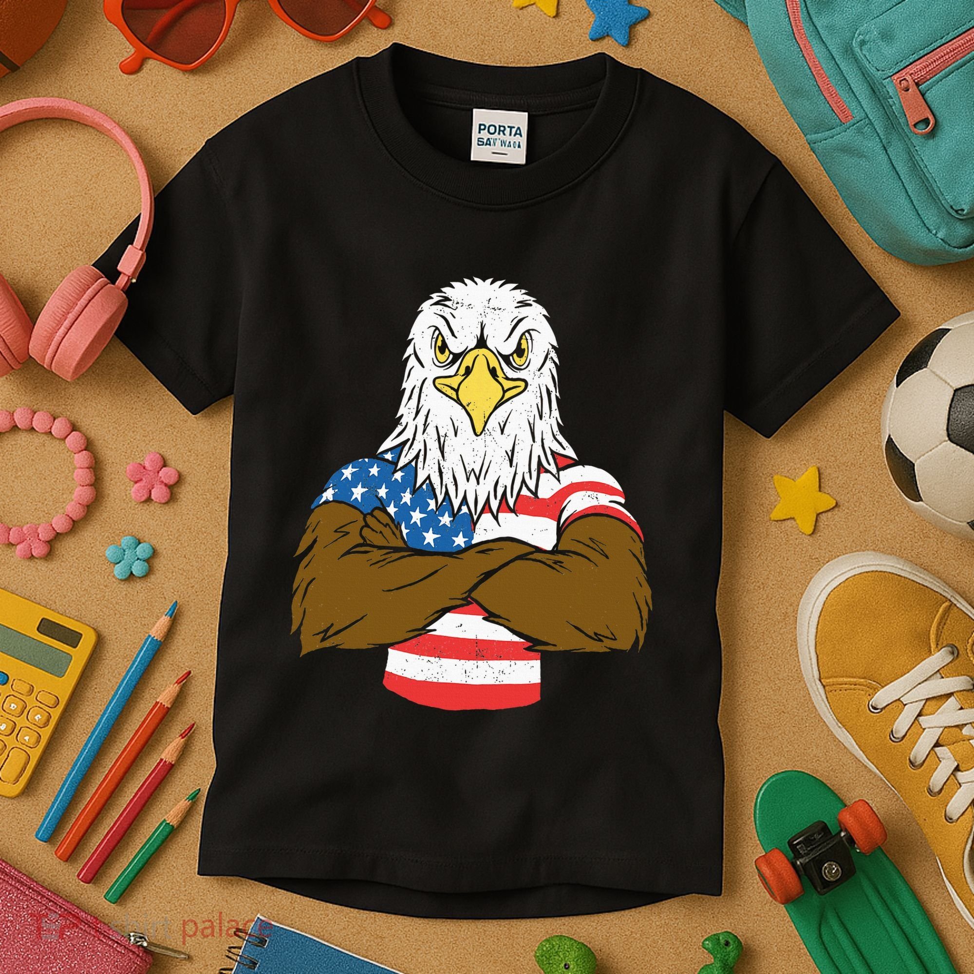 Patriotic Bald Eagle Usa American Flag Kids T-Shirt