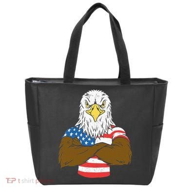 Patriotic Bald Eagle Usa American Flag Tote Bag