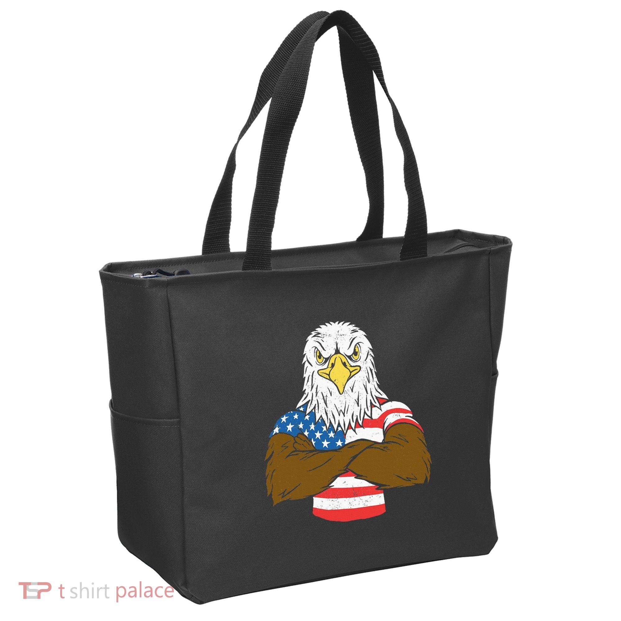 Patriotic Bald Eagle Usa American Flag Tote Bag