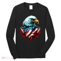 Patriotic Bald Eagle 4th Of July USA American Flag Long Sleeve Shirt thumb 0