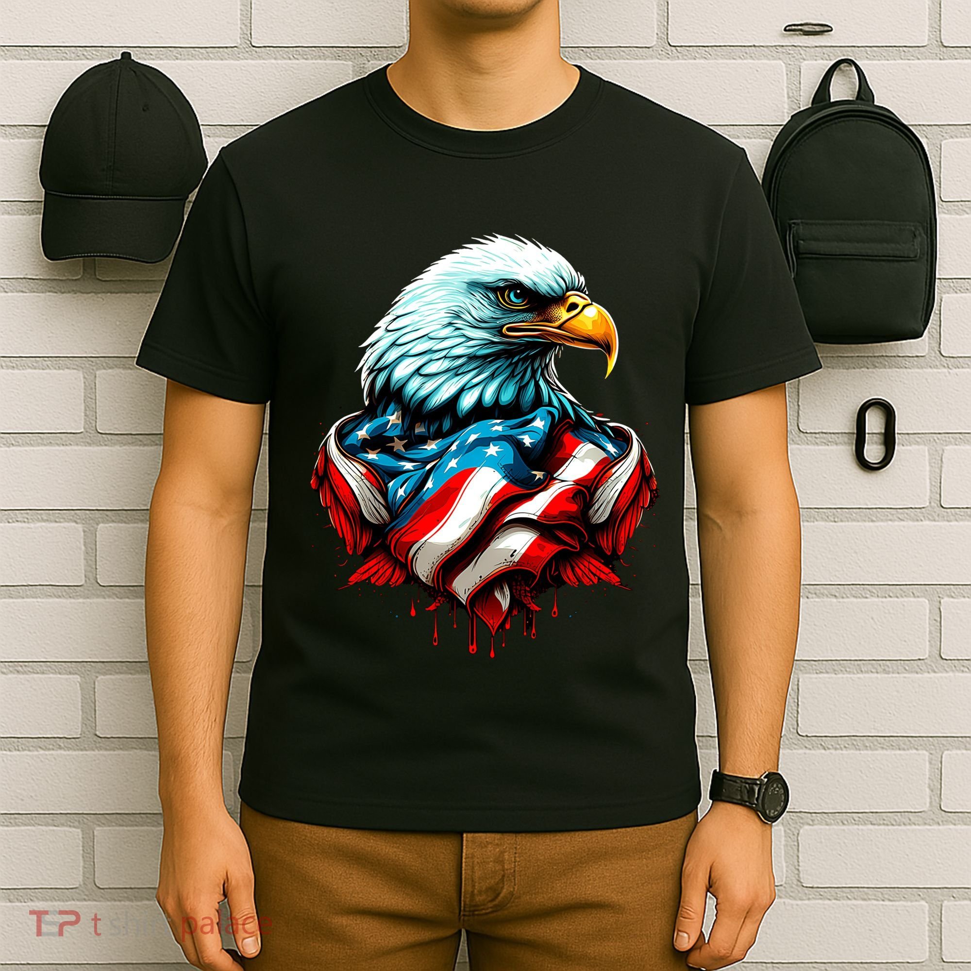 Patriotic Bald Eagle 4th Of July USA American Flag T-Shirt