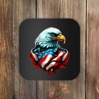Patriotic Bald Eagle 4th Of July USA American Flag Coaster thumb 0