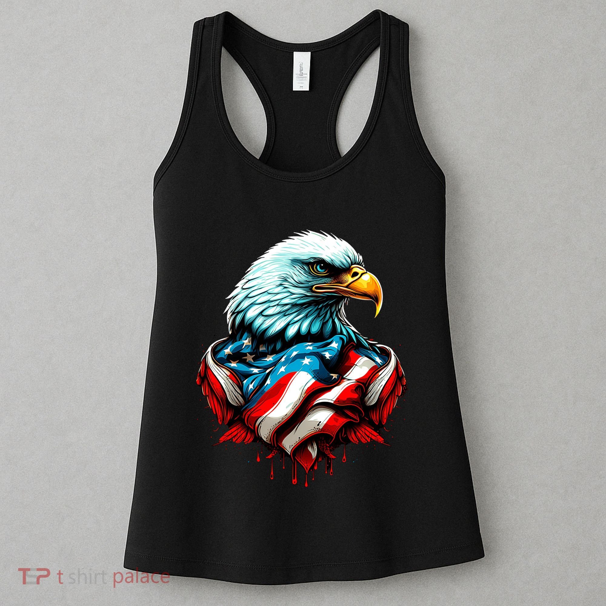 Patriotic Bald Eagle 4th Of July USA American Flag Women's Tank Top