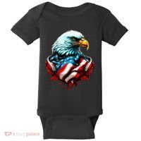Patriotic Bald Eagle 4th Of July USA American Flag Baby Bodysuit thumb 0