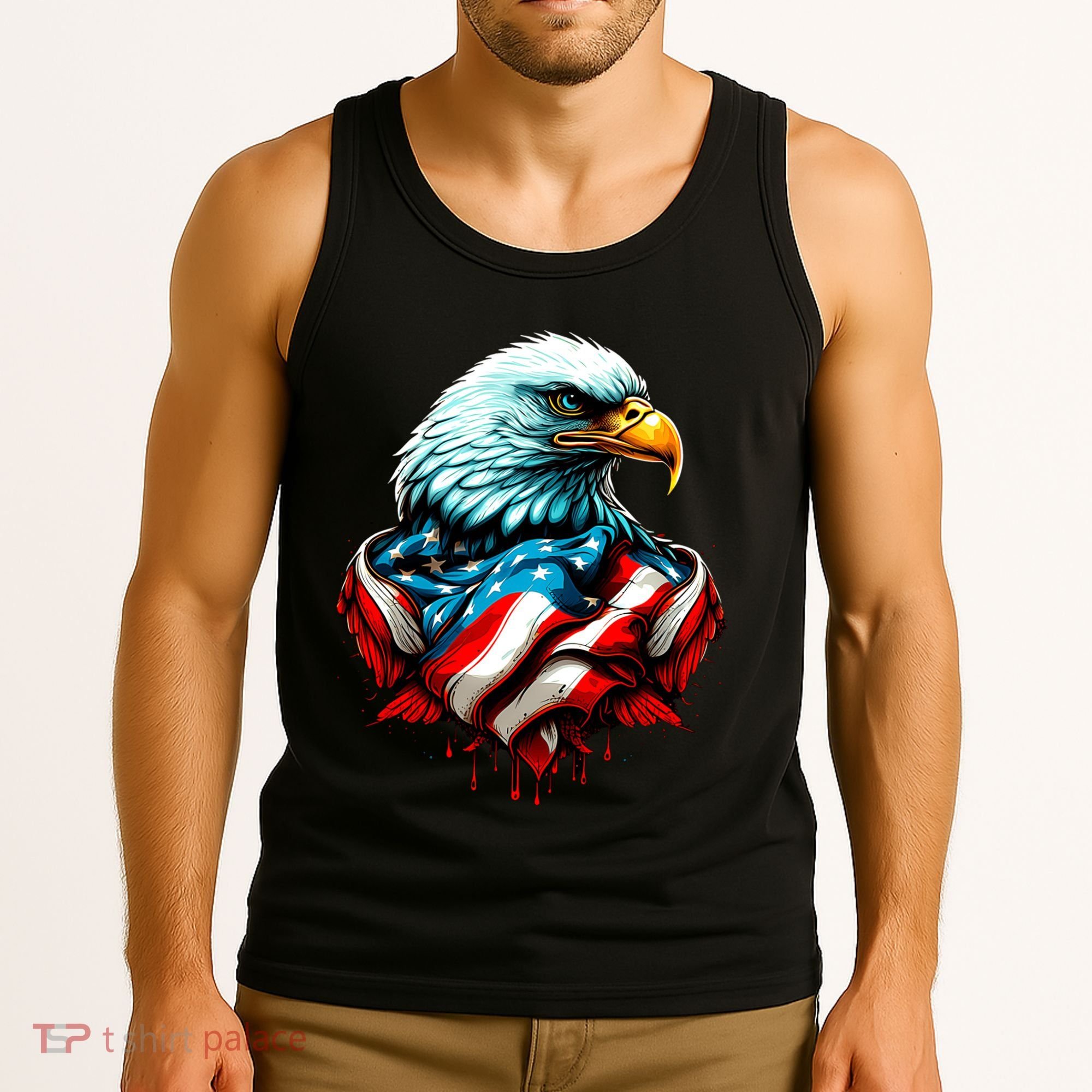Patriotic Bald Eagle 4th Of July USA American Flag Tank Top