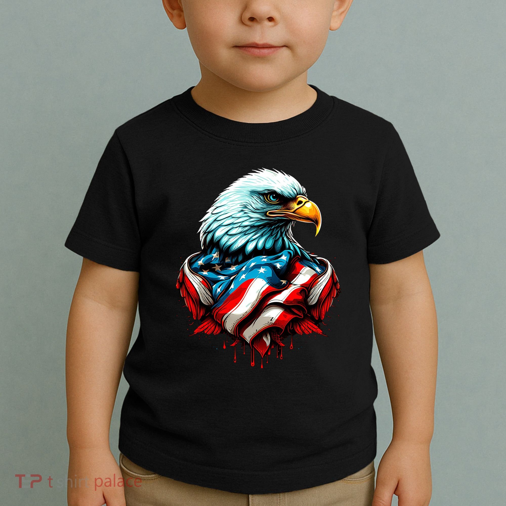 Patriotic Bald Eagle 4th Of July USA American Flag Toddler T-Shirt