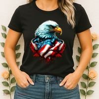 Patriotic Bald Eagle 4th Of July USA American Flag Women's T-Shirt thumb 2