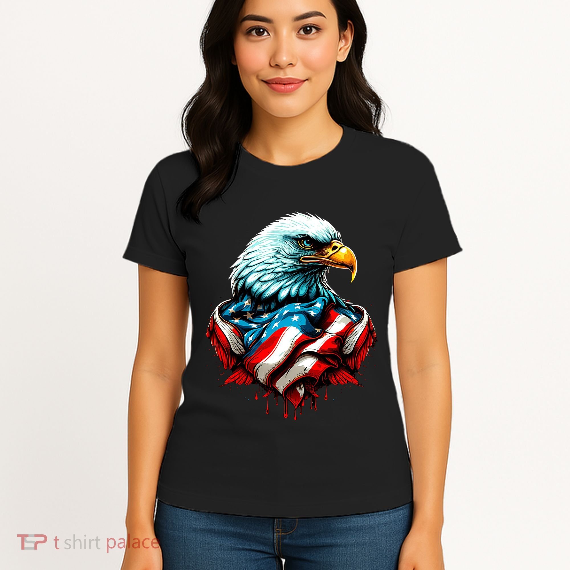Patriotic Bald Eagle 4th Of July USA American Flag Women's T-Shirt