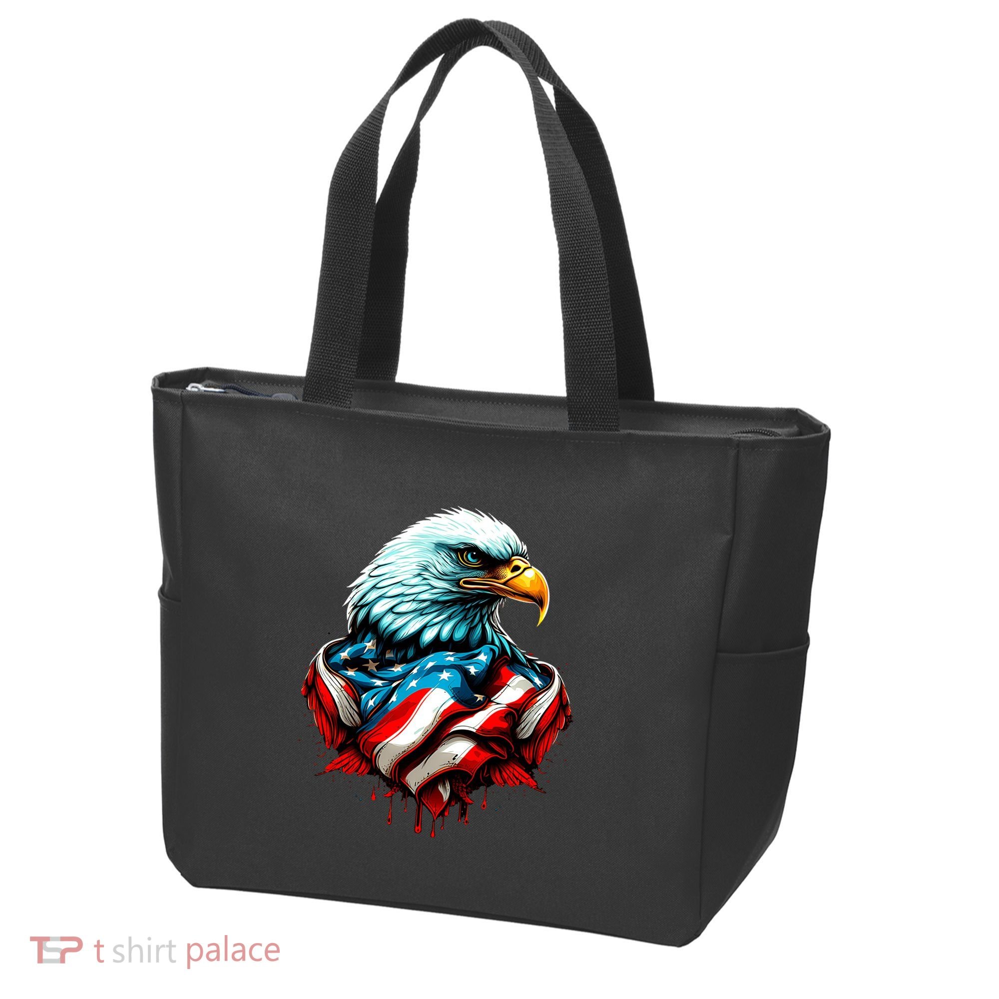 Patriotic Bald Eagle 4th Of July USA American Flag Tote Bag
