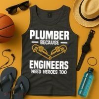 Plumber Because Engineers Need Heroes Too Plumbing Plumbers Tank Top thumb 4