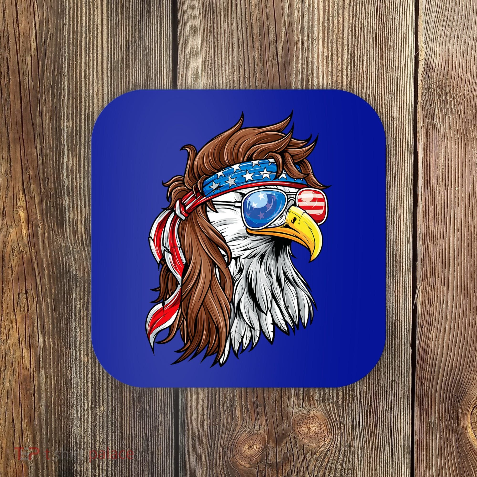 Patriotic Bald Eagle Mullet Usa American Flag 4th Of July Coaster