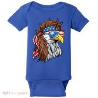 Patriotic Bald Eagle Mullet Usa American Flag 4th Of July Baby Bodysuit thumb 0