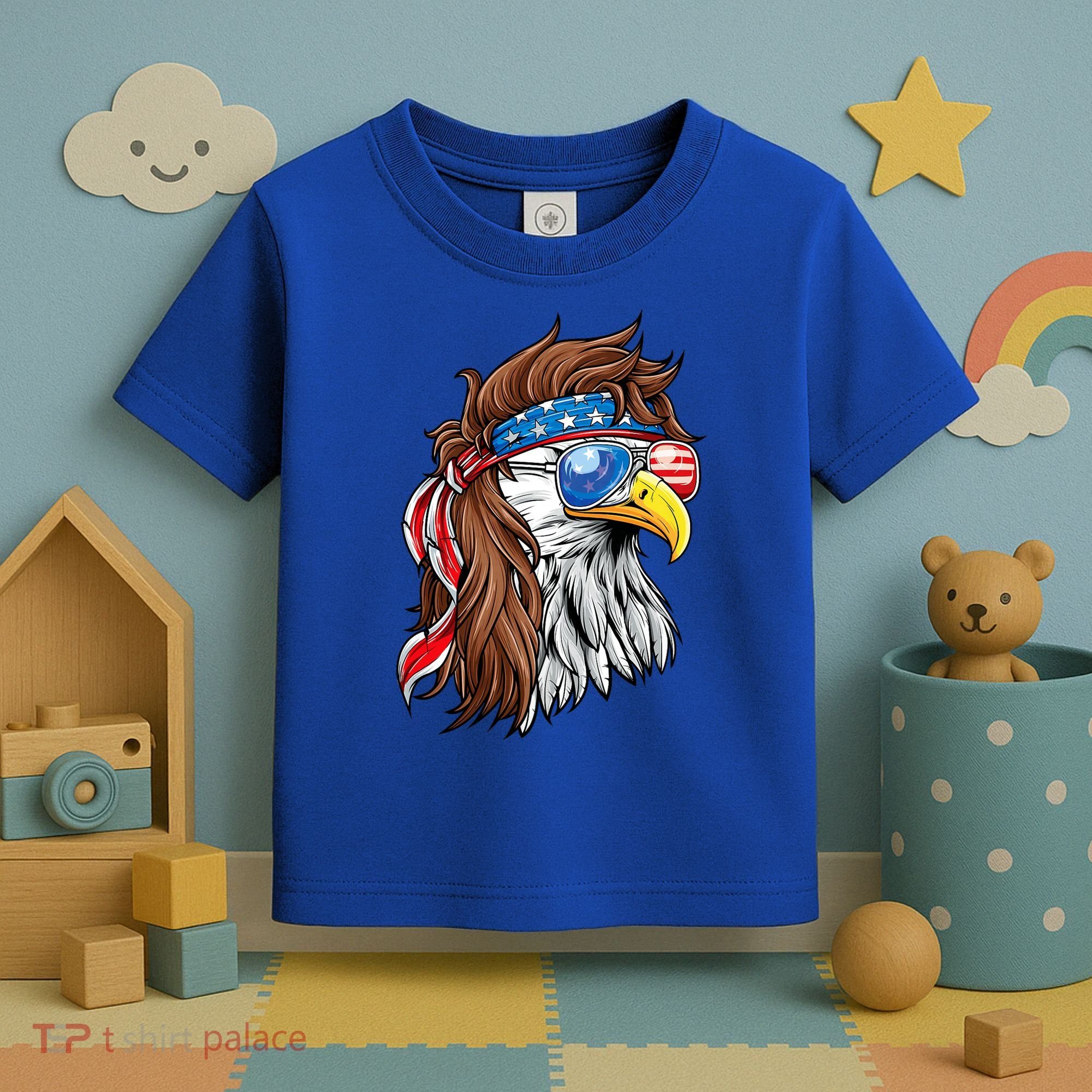 Patriotic Bald Eagle Mullet Usa American Flag 4th Of July Toddler T-Shirt