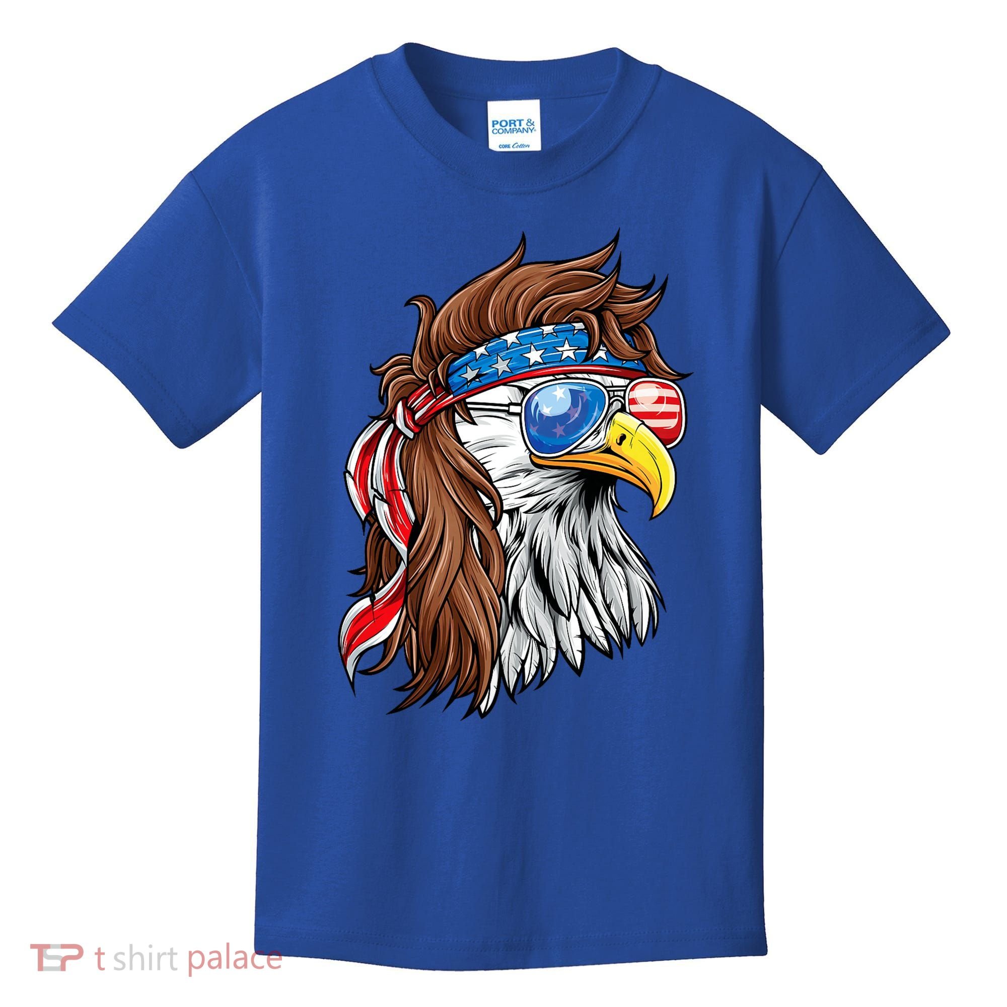 Patriotic Bald Eagle Mullet Usa American Flag 4th Of July Kids T-Shirt