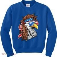 Patriotic Bald Eagle Mullet Usa American Flag 4th Of July Cool Gift Kids Sweatshirt thumb 0