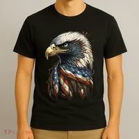 Patriotic Bald Eagle 4th Of JulyMen USA American Flag T-Shirt thumb 3
