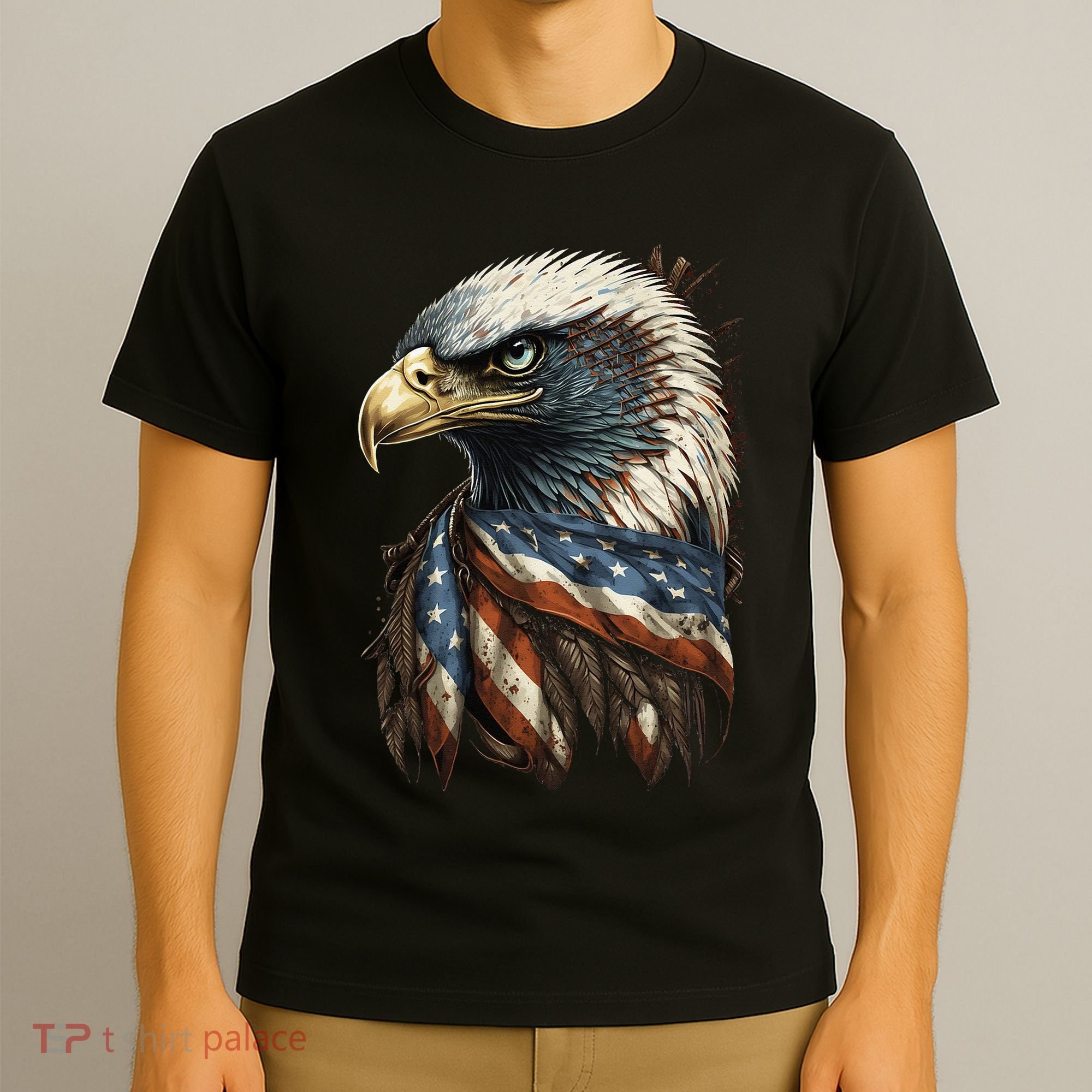 Patriotic Bald Eagle 4th Of JulyMen USA American Flag T-Shirt