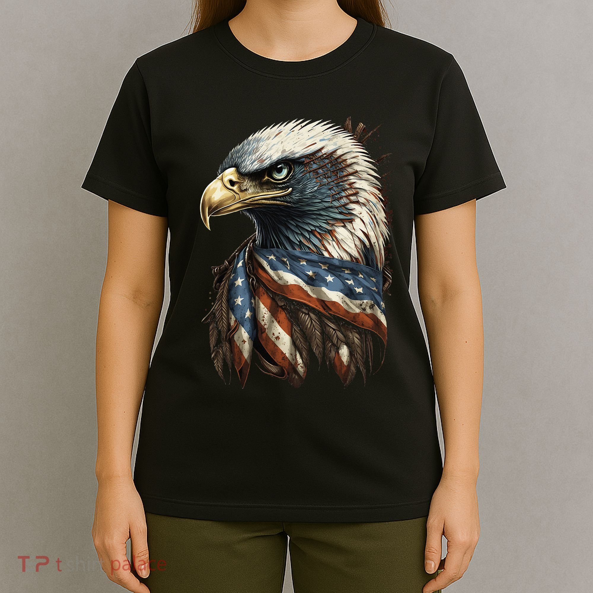 Patriotic Bald Eagle 4th Of JulyMen USA American Flag T-Shirt