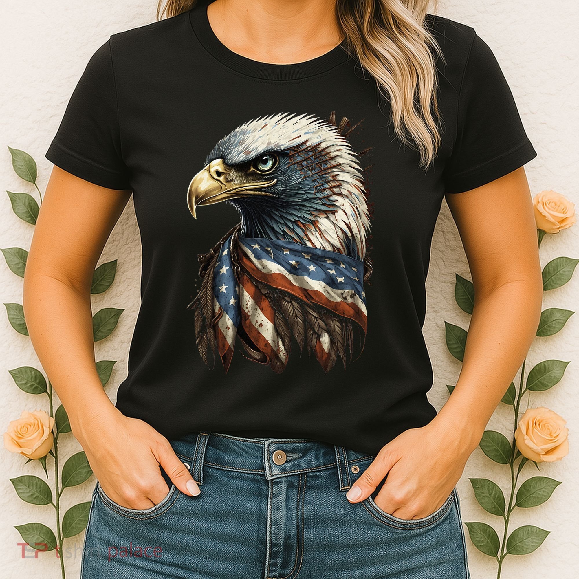 Patriotic Bald Eagle 4th Of JulyMen USA American Flag Women's T-Shirt