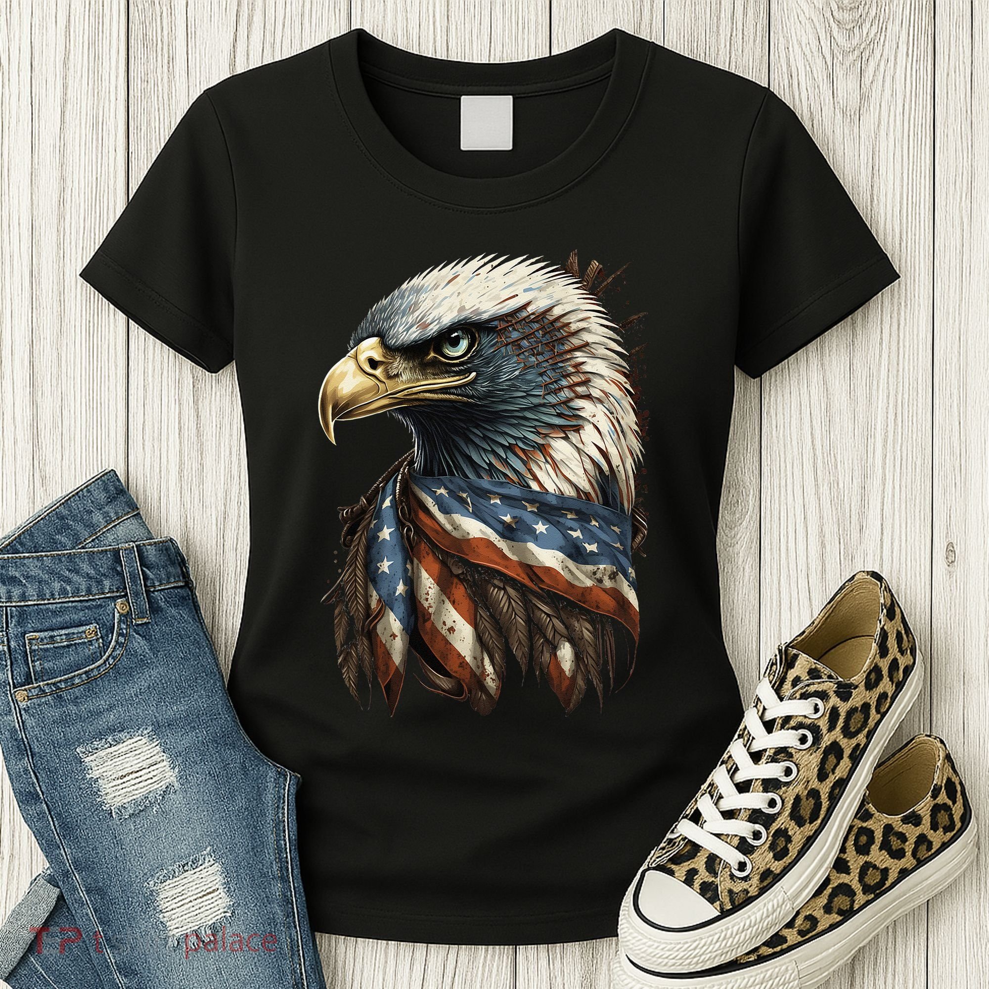 Patriotic Bald Eagle 4th Of JulyMen USA American Flag Women's T-Shirt