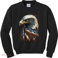 Patriotic Bald Eagle 4th Of JulyMen USA American Flag Kids Sweatshirt thumb 0