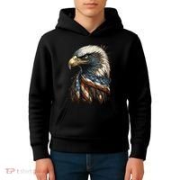 Patriotic Bald Eagle 4th Of JulyMen USA American Flag Kids Hoodie thumb 4