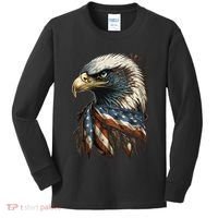 Patriotic Bald Eagle 4th Of JulyMen USA American Flag Kids Long Sleeve Shirt thumb 0