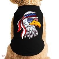 Patriotic Bald Eagle Mullet USA American Flag 4th Of July Doggie Tank thumb 0